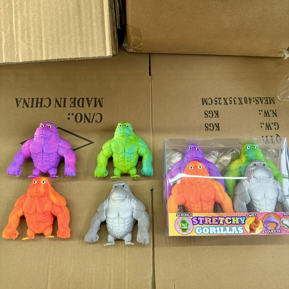 Squishy Monkey Stretchy Fidget Toy 4pcs, Mega Gorilla Squish & Stretch Stress Toy, PVA Sponge Filling