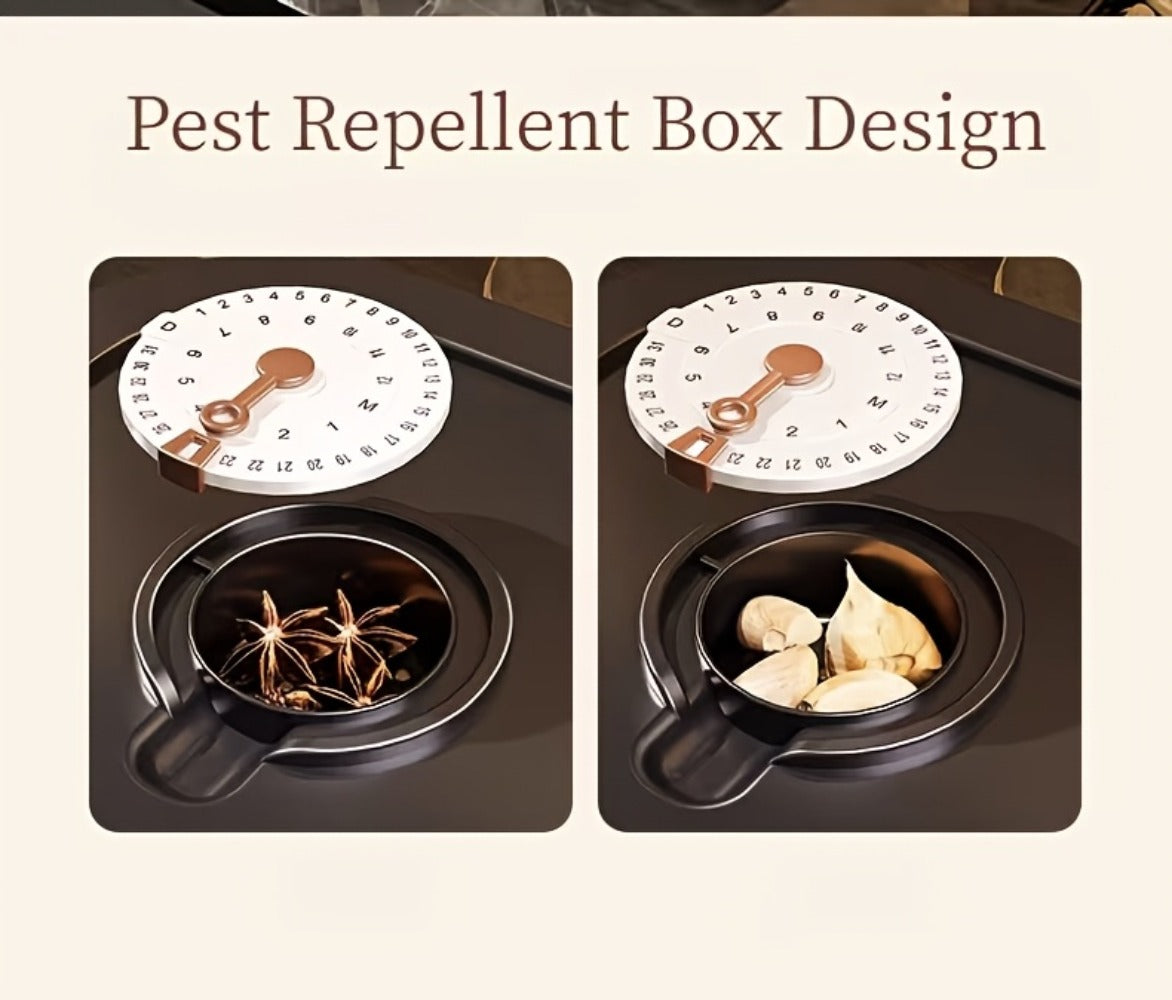 Airtight Rice Container with Measuring Cup, Large Moisture-Proof Rice Dispenser for Rice, Grains