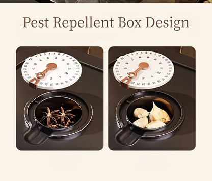 Airtight Rice Container with Measuring Cup, Large Moisture-Proof Rice Dispenser for Rice, Grains