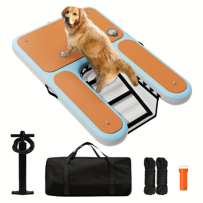 Dog Pool Ramp Pup Plank for Pool Boat Dock & Lake – 60" x 40" Safe Easy Water Access for Dogs Up to 210 lbs, Foldable Dog Boat Ramp