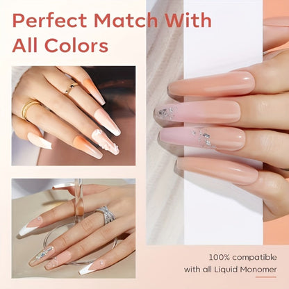 120g Acrylic Nail Powder Jar in Clear, Pinkish, Nude or White for Use with Compatible Acrylic Liquid