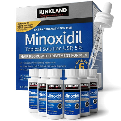 Minoxidil 5% Extra Strength Topical Solution for Men Hair Regrowth - Kirkland Signature 6-Month Supply
