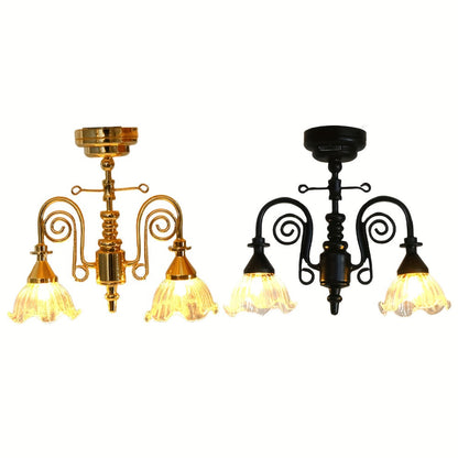 Miniature LED Chandelier Ceiling Lamp Dollhouse Working Light 1:12 Scale with the Listed Color, Size or Set Options for Everyday Use