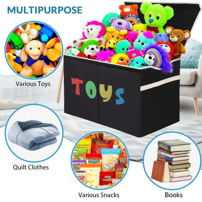 Extra Large Collapsible Kids Storage Chest with Lid, 31.7 Gal Toy Box Organizer Bins for Boys Girls Bedroom Nursery Living Room