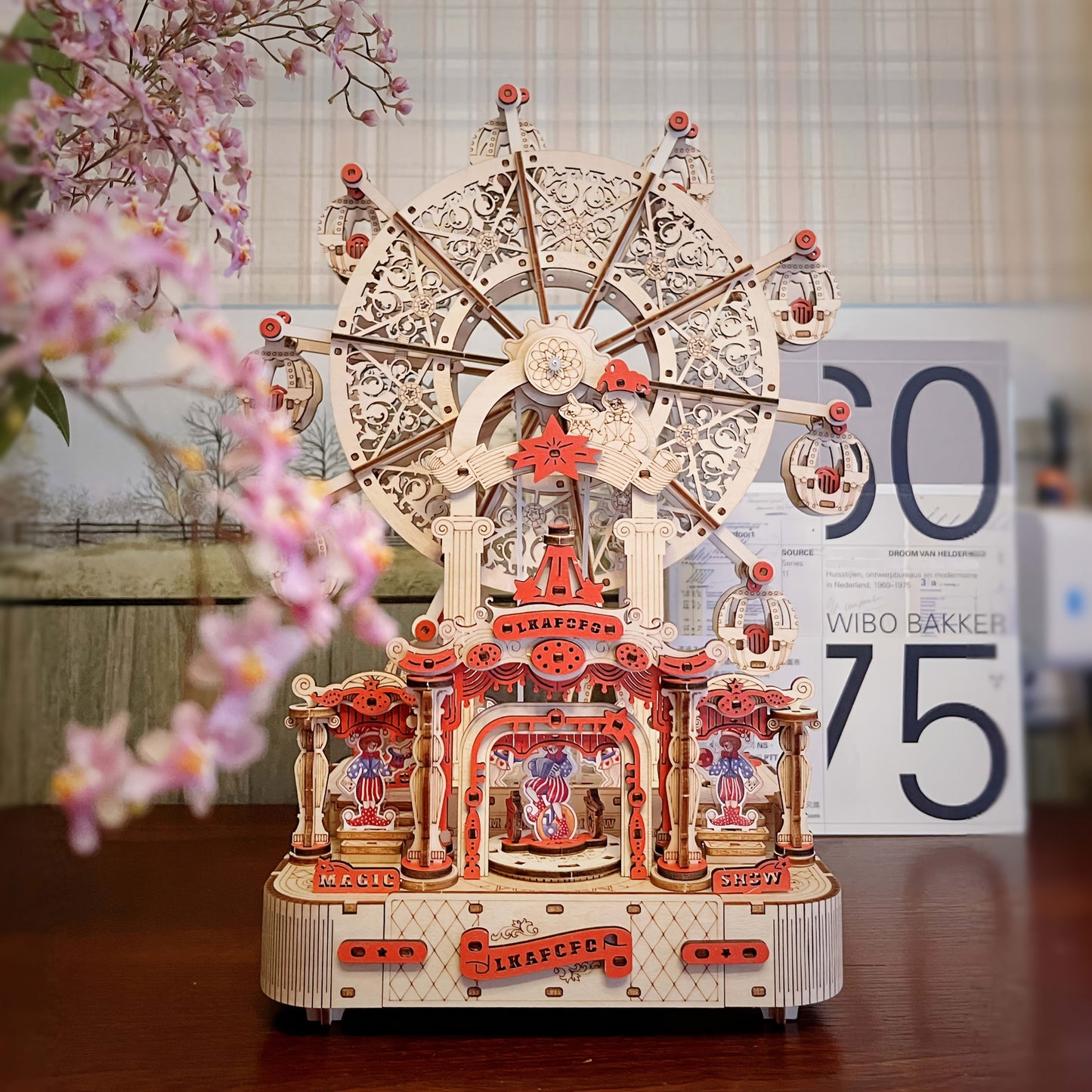 DIY Wooden Ferris Wheel Music Box Kit, 3D Mechanical Spinning Puzzle Model with the Listed Color, Size or Set Options for Everyday Use