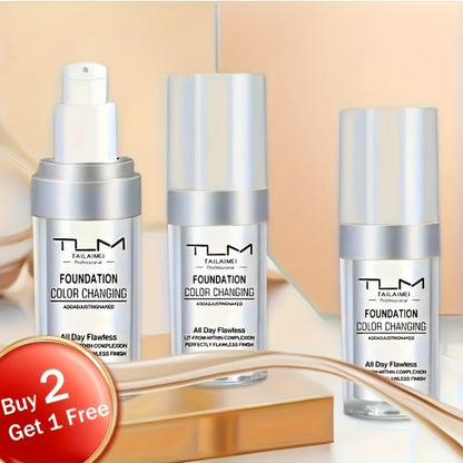 Color-Change Label Liquid Foundation Three-Bottle Set with Pump Tops and One 3pcs Checkout Option