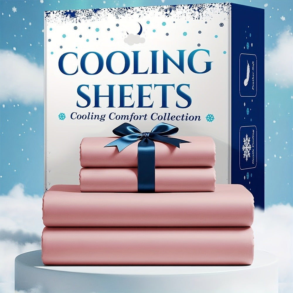 Bamboo Blend Cooling Bed Sheet Set 4pcs – Ultra Soft Breathable Kids Sheets, Deep Pocket Fitted Sheet 18"-24"