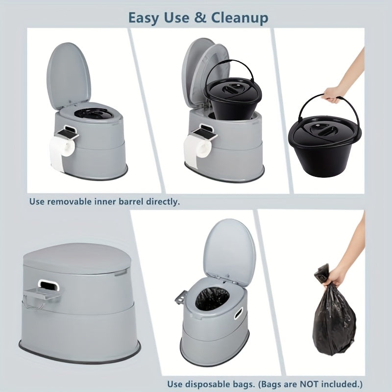 Extra Large Portable Toilet for Adults – Indoor Outdoor Commode with Detachable Inner Bucket & Removable Paper Holder