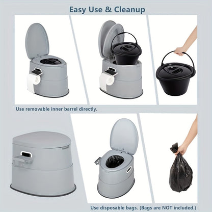 Extra Large Portable Toilet for Adults – Indoor Outdoor Commode with Detachable Inner Bucket & Removable Paper Holder