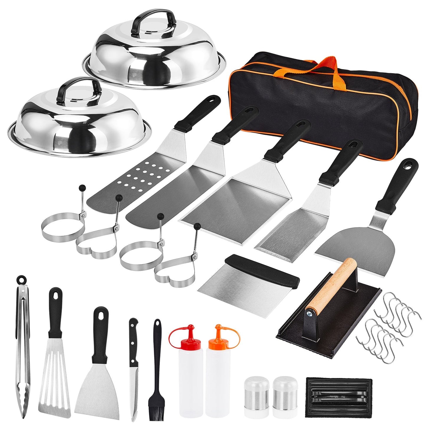 Camping Cookware Set, 19- or 27-Piece Coated Aluminum Mess Kit with Pot, Pan, Kettle, Cups, Plates and Cutlery