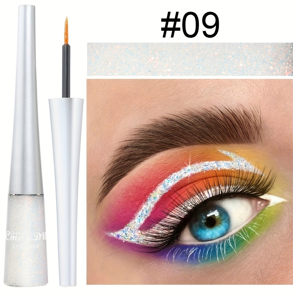 Glitter Liquid Eyeliner Set 16 Colors Waterproof Shimmer Metallic Eye Liner Pen Kit – Long-Lasting Smudge-Proof Sparkle Eye Makeup for Party