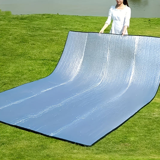 Camping Mat Extra Large 4 Person – Aluminum Foil EPE Foam Waterproof Picnic Blanket, Double-Sided Moisture-Proof Thermal Insulation Pad