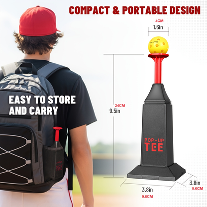 Baseball Softball Hitting Tee with Popper & 12 Mini Balls | Launches Up to 40 Inches High | No Battery Required | Kids Youth Batting