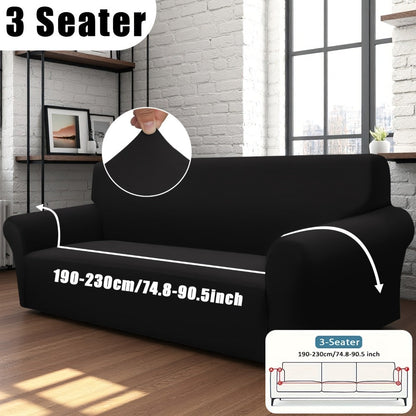 Sofa Cover Solid-Color Fitted Slipcover Options for 1, 2, 3 or 4-Seater Sofas and Separate Pillowcase