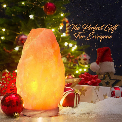 Himalayan Salt Lamp Set of 2, 4-Natural Pink Crystal Salt Lamps with Neem Wood Base & USB Dimmer Switch