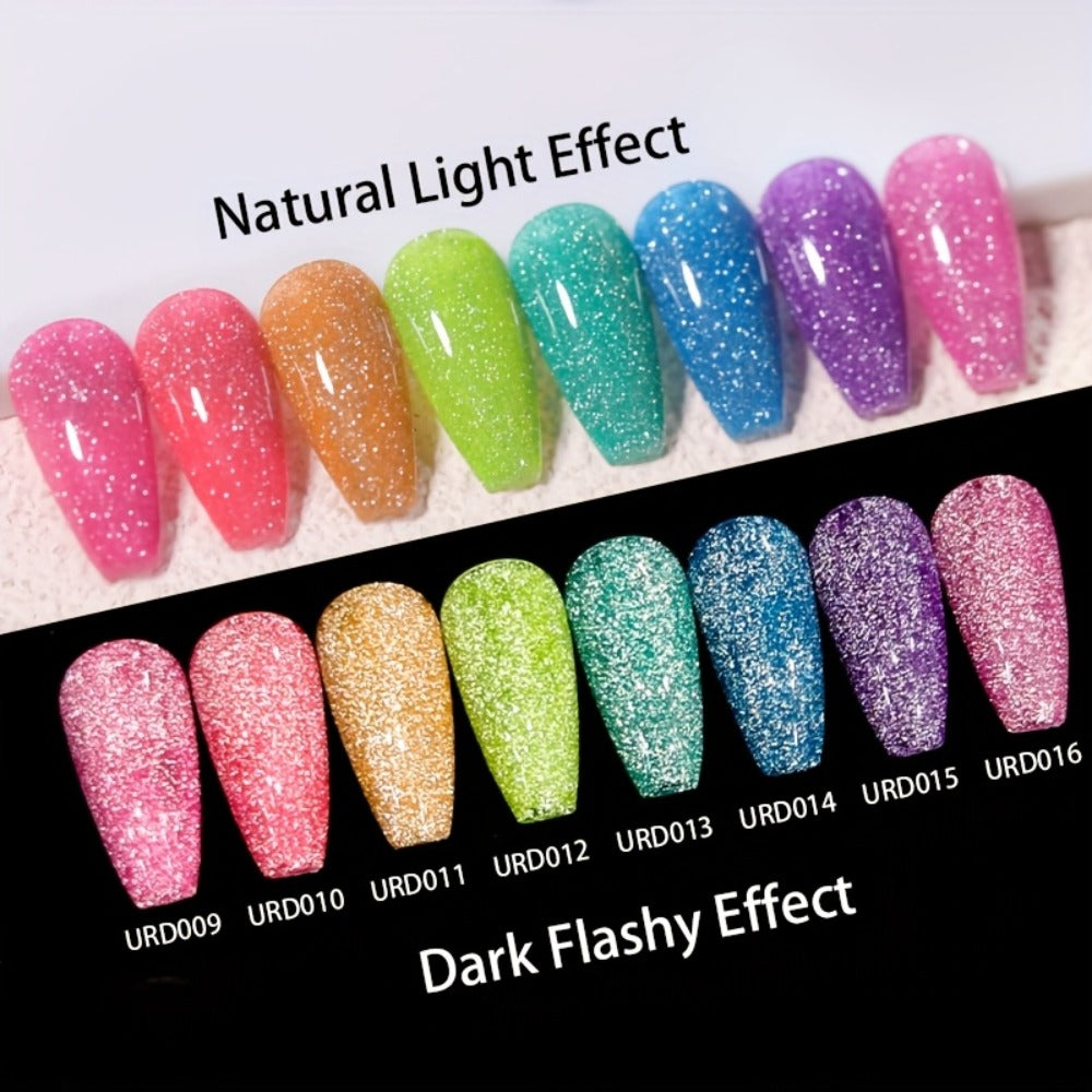Gel Nail Polish UR SUGAR Reflective Glitter in 15ml with Fluorescent Neon Shimmer and UV/LED Soak-Off Cure
