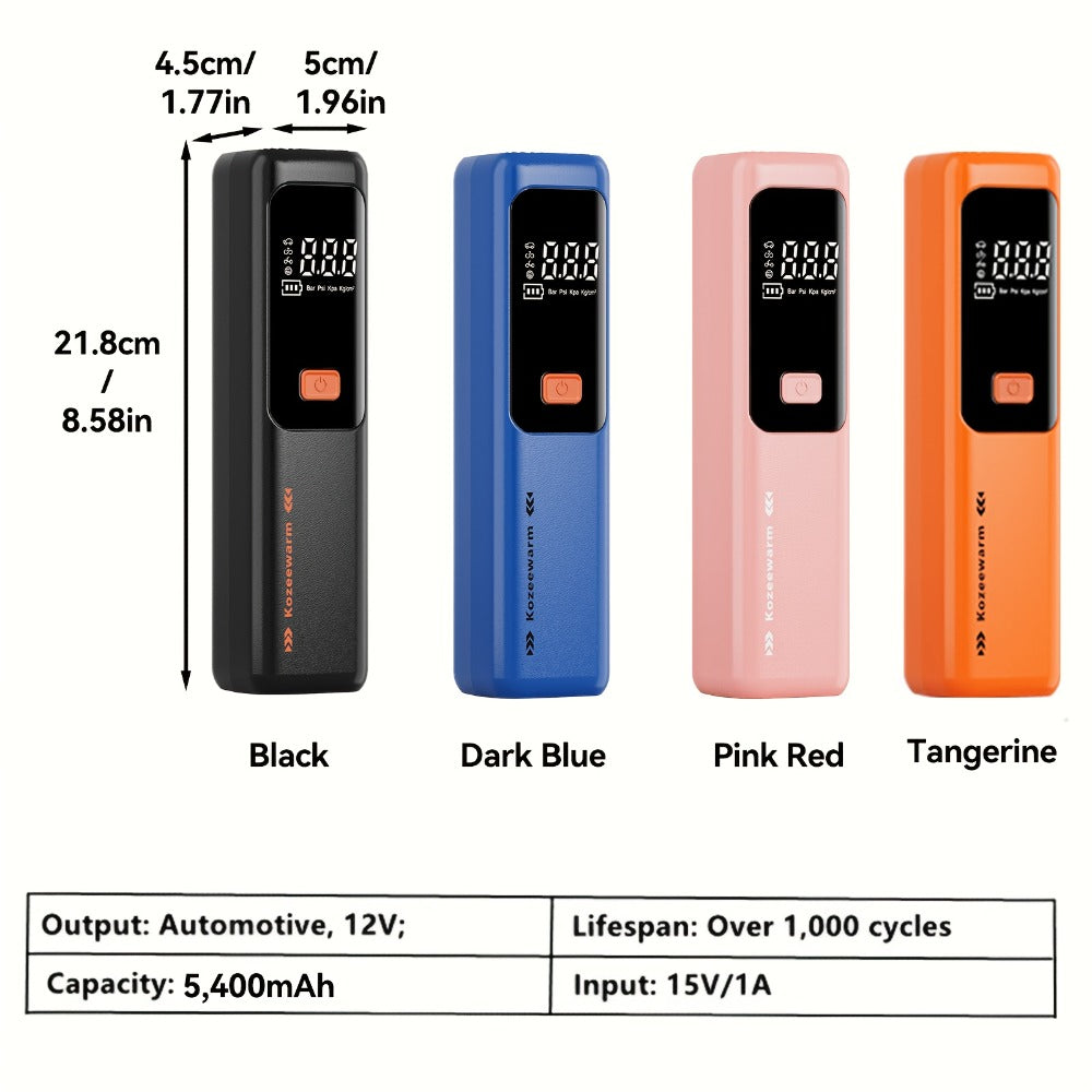 Cordless Tire Inflator Portable Air Compressor – USB-C Rechargeable, Digital Gauge, 3X Fast Inflation for Car Tires, Bikes