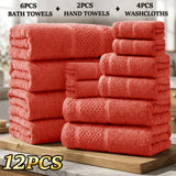12-Piece Towel and Bath Towel Set - Orange