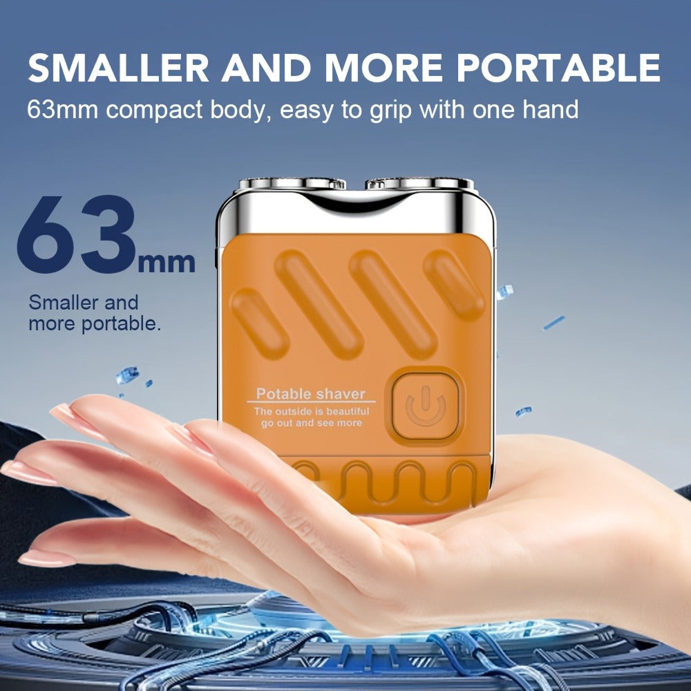 Mini Double-Head Electric Shaver with Travel Case in White, Orange or Black and 2.5-Inch Height
