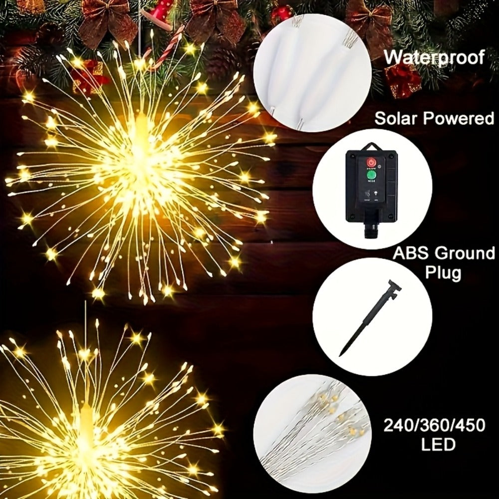 Solar Starburst Lantern Fairy Lights Outdoor 5 Pack 450 LED – Remote & Timer, 8 Modes, Adjustable Brightness