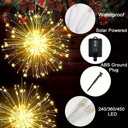 Solar Starburst Lantern Fairy Lights Outdoor 5 Pack 450 LED – Remote & Timer, 8 Modes, Adjustable Brightness