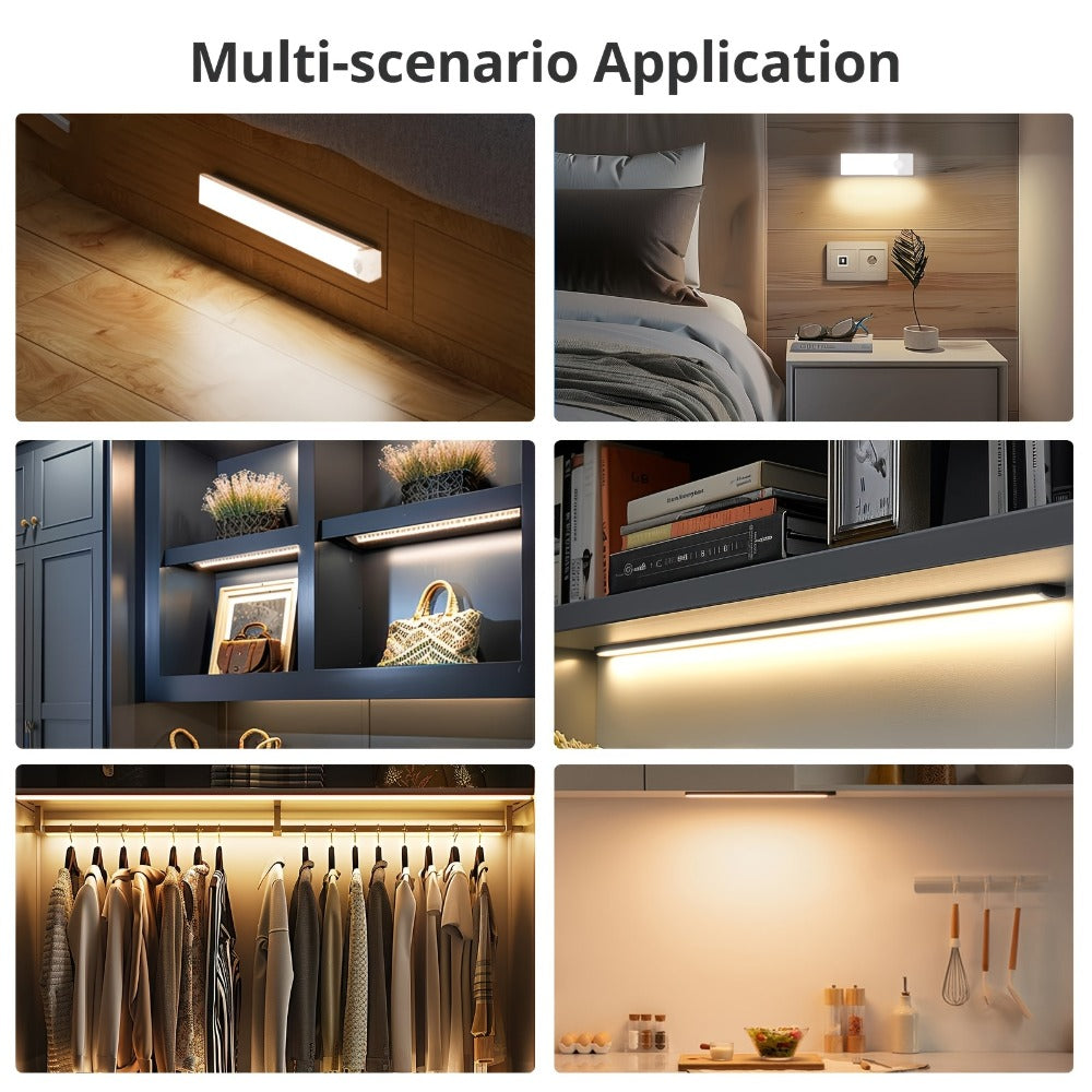 Motion Sensor Cabinet Light 3-Pack, 3-Color Temperature Dimmable Under Counter Closet Light