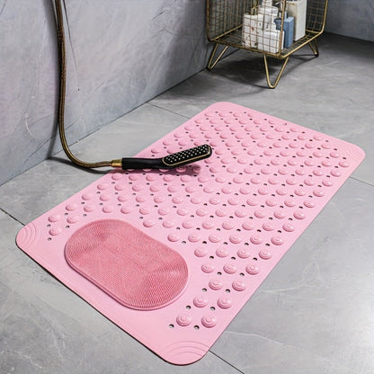 Textured Shower Bath Mat in 14.2 x 27.5 or 19.7 x 31.5-Inch Sizes and Six Color-and-Size Combinations