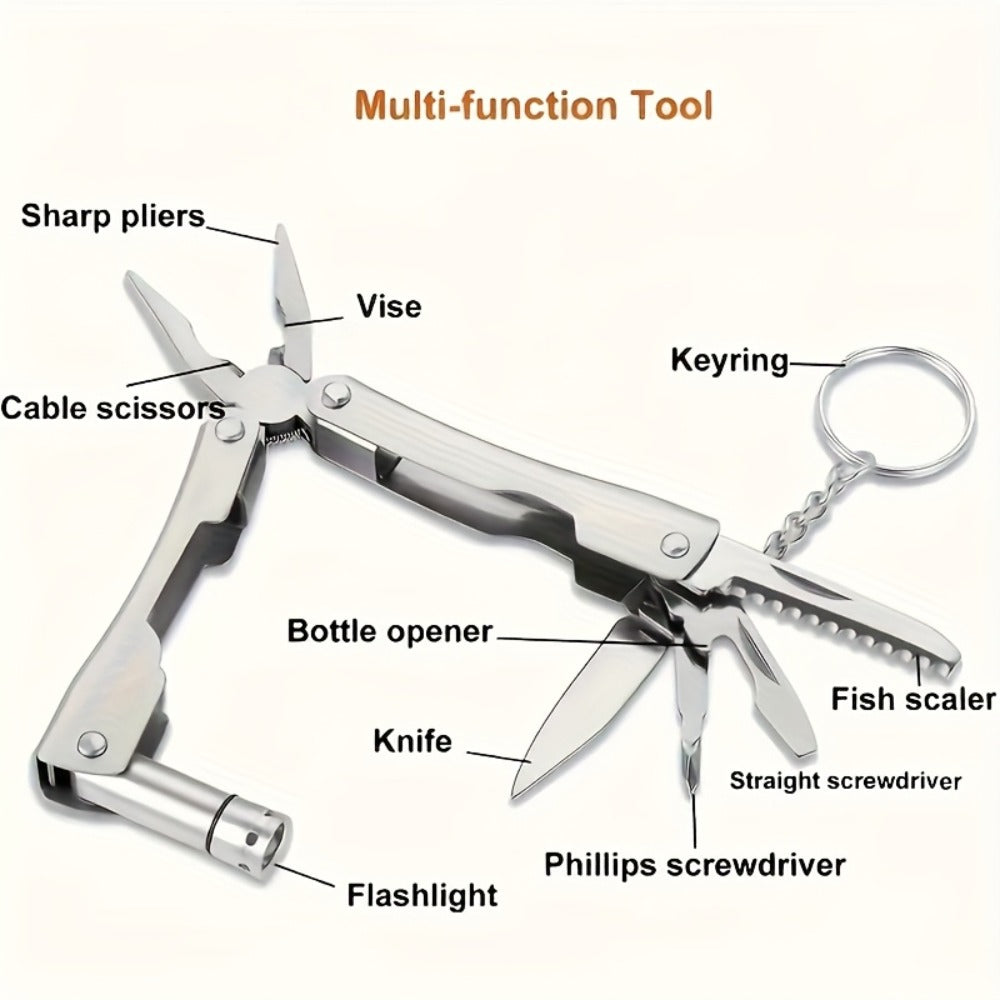 Outdoor Survival Gear Kit 6pcs SOS Emergency Set with Multi-Tool Whistle Compass Fire Starter for Entryways, Bedrooms and Living Spaces