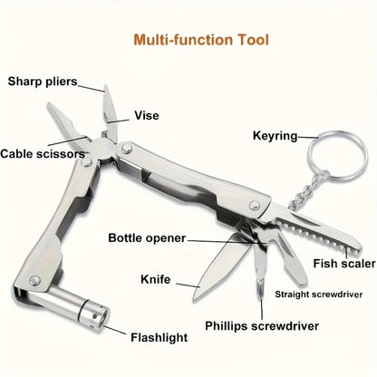 Outdoor Survival Gear Kit 6pcs SOS Emergency Set with Multi-Tool Whistle Compass Fire Starter for Entryways, Bedrooms and Living Spaces