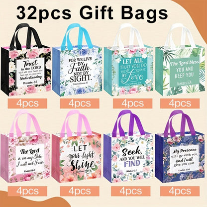 Bible Verse Tote Bags Bulk 32 Pcs Floral Religious Gift Bags with Handles with the Listed Color, Size or Set Options for Everyday Carry