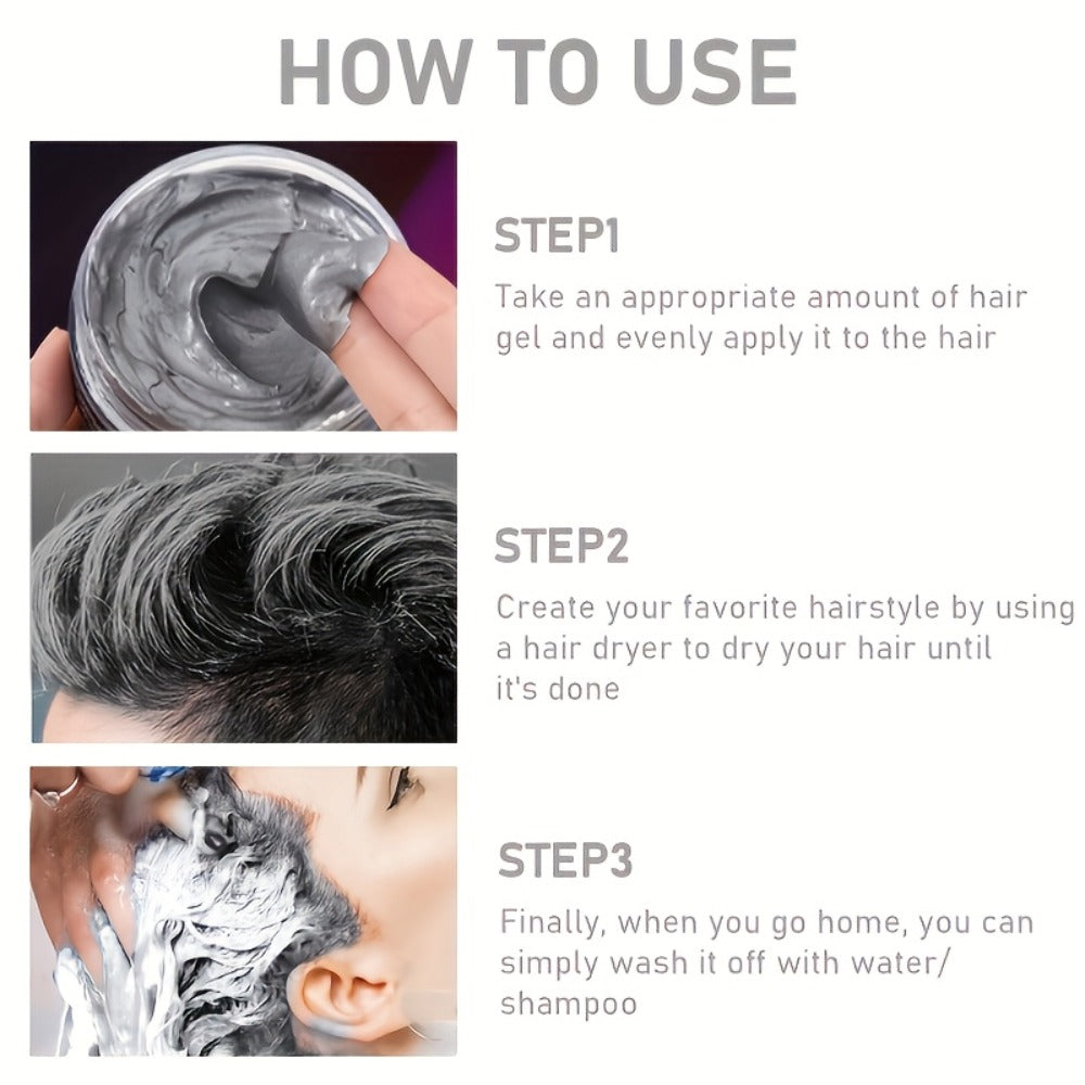 ROZINO Grey Hair Color Wax 3-in-1 Color Style & Fix – Vitamins & Protein Formula, Hides Grey Instantly, Natural Volume, Easy Wash