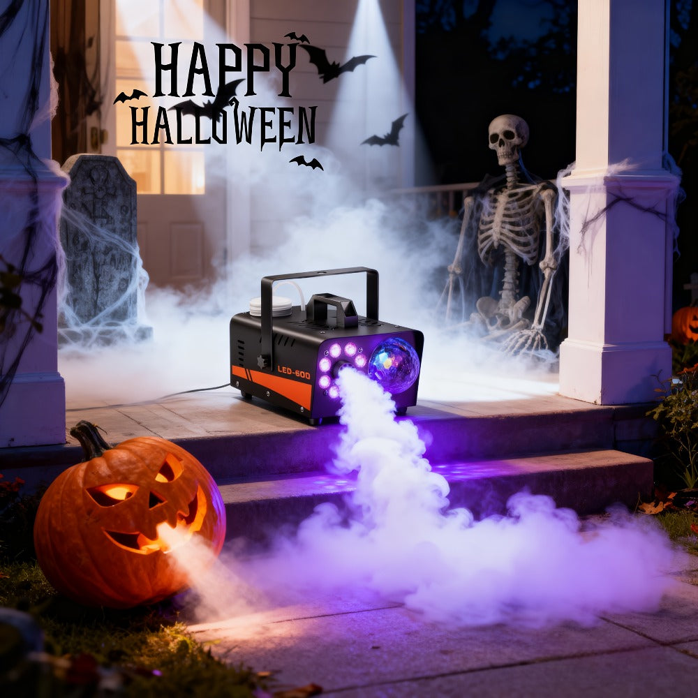 Fog Machine 600W with Disco Ball LED Lights, 3000 CFM Smoke Machine with 13 Colorful LED Effects & Wireless Remote