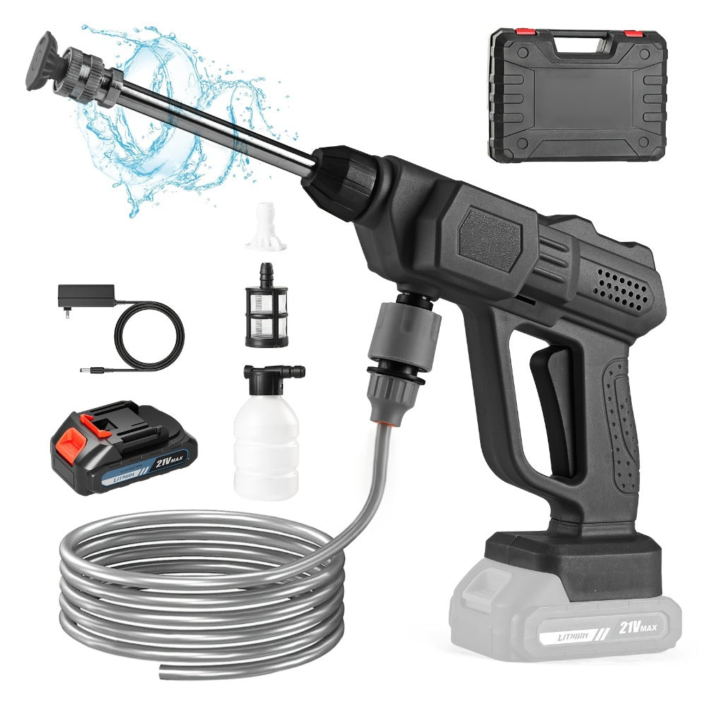 Car Pressure Washer with 500 PSI Listing, 6-in-1 Spray Nozzle, 5m Hose and One or Two Batteries