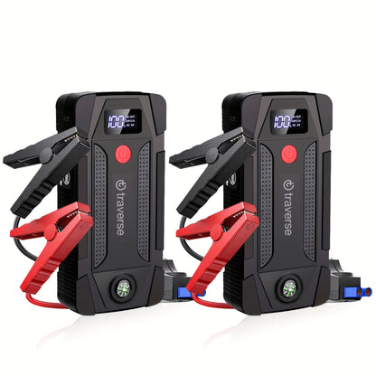 Compact Jump Starter Power Bank with Display, LED Controls, USB Outputs and Single or Two-Pack 1000A-Labeled Options