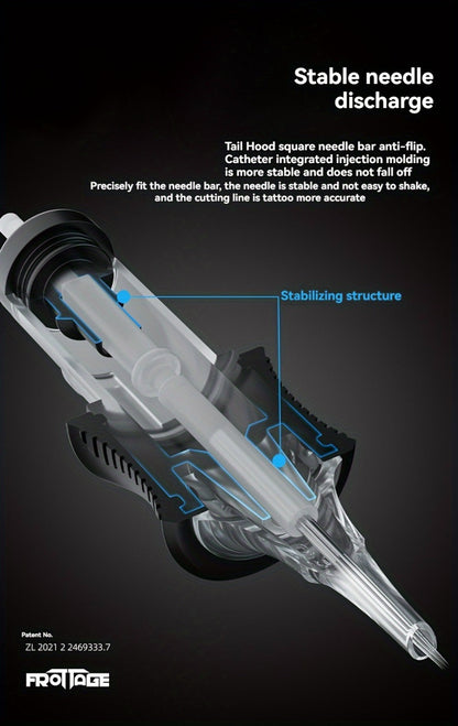 Tattoo Cartridge Needles with Frotage Label, 26 Retained RL RLT RS CM and M1 Cartridge Size Options
