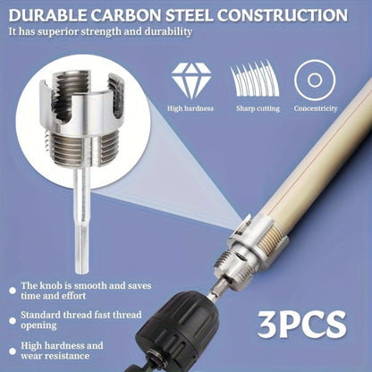 Pipe Threading Tool Set 3 Piece Alloy 1/2 3/4 1 Inch Internal External Thread Tap Drill Compatible for PVC PPR MPP Pipe Installation