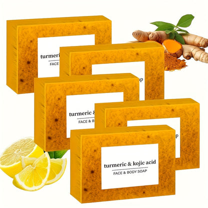 Turmeric Soap Handmade Bar, Lemon, Quercetin & Vitamin E Natural Soap with Olive Oil, Deep Cleansing &