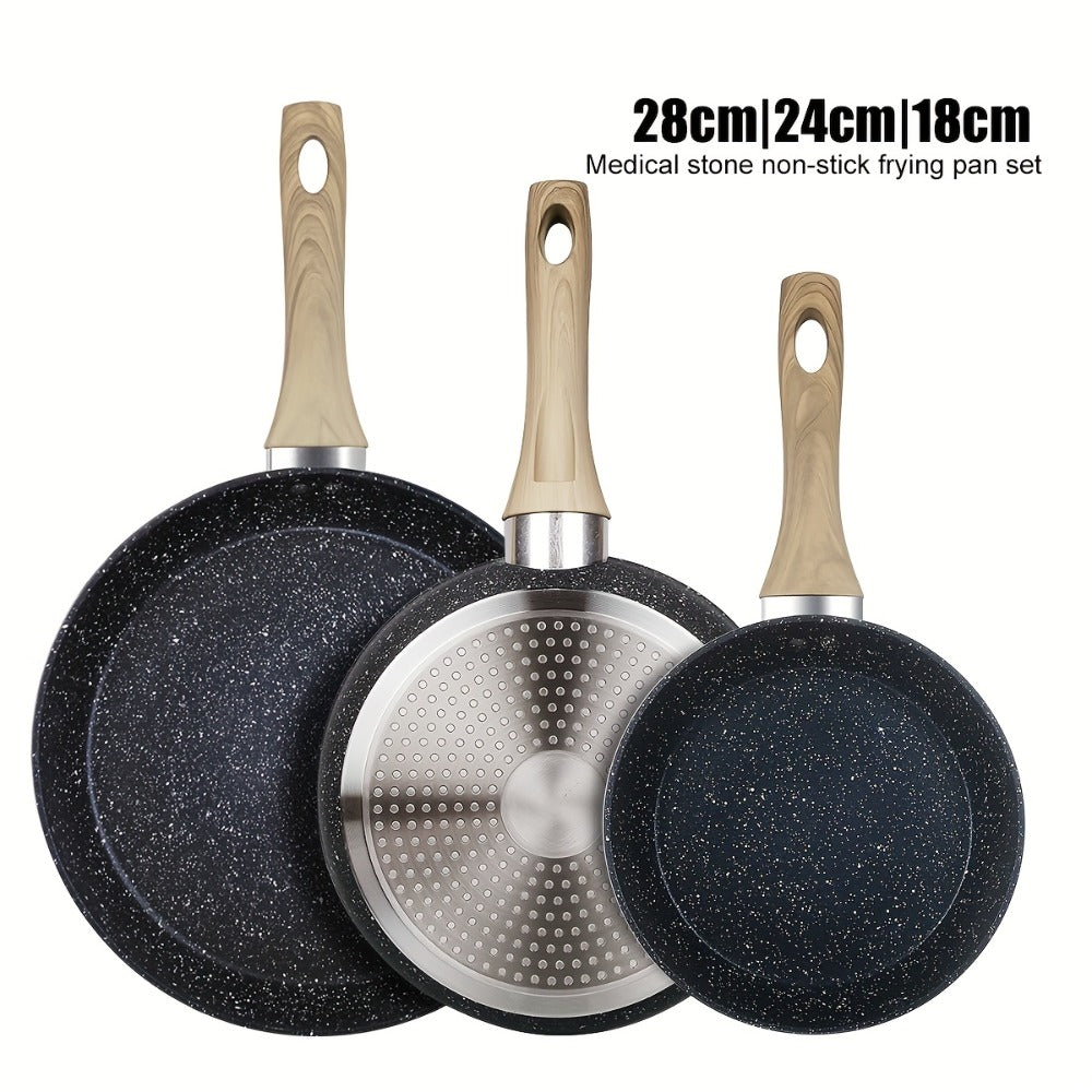 Non-Stick Frying Pan Set 3-Piece 7 9.5 11 Inch, Skillet Set with Insulated Handle for Home Cooking, Dining and Outdoor Meals