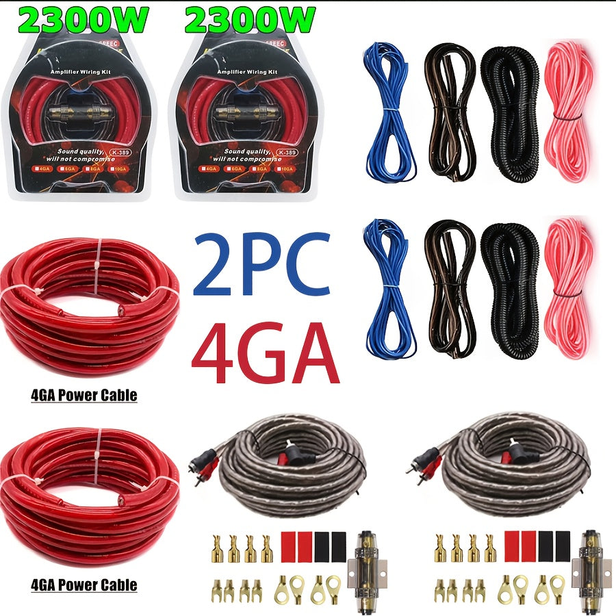 4 Gauge Amp Wiring Kit 2300W – Complete Car Audio Amplifier Install with RCA Cable, Subwoofer Wire, AGU Fuse Holder, Speaker & Remote Wire