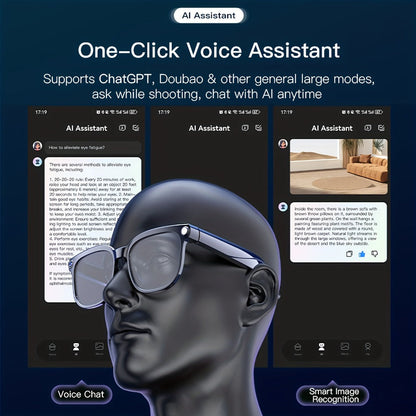 Smart Glasses 8MP Wide-Angle Camera Eyewear with 4K Recording, 4GB Storage and 163-Language Translation
