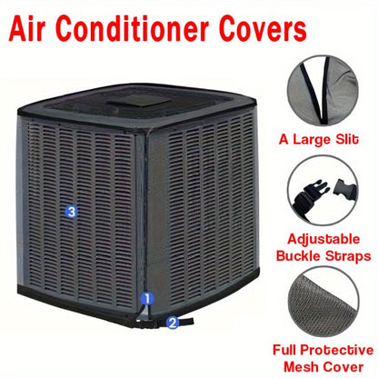 Outdoor AC Unit Cover Heavy Duty Waterproof Central Air Conditioner Cover with Mesh Vent Adjustable Straps UV Rain Snow Debris Bug Leaf