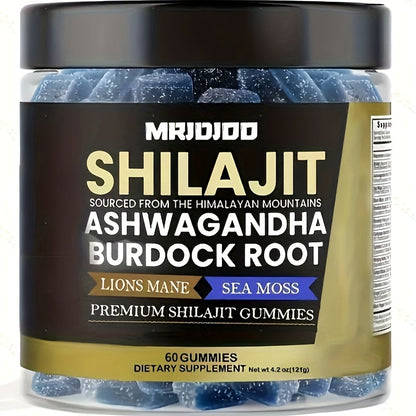 Himalayan Shilajit Gummies with Manuka Honey, Fulvic & Humic Acids, Sucrose-Free Natural Formula for Energy