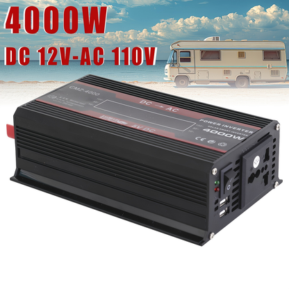 DC to AC Inverter 4000W 5500W 6500W 16000W Peak DC 12V to AC 110V High Power Car Inverter with USB Ports for Garden, Patio and Yard Use