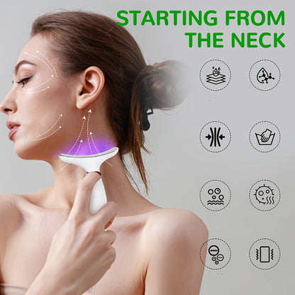 Face Neck Massager Rechargeable Beauty Device - 7 Massage Modes Electric Facial Lifting Tool for Women - Neck Massager Gift for Mom