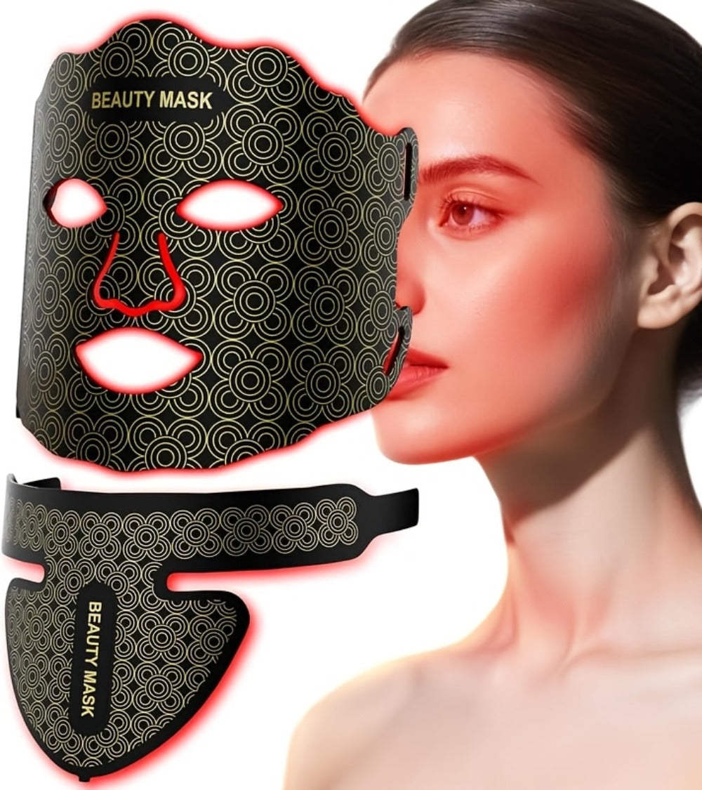 Red Light Therapy Face Mask, 7-in-1 LED Device for Face, Neck & Chest, 95 Beads 650nm & 850nm Dual Wavelength