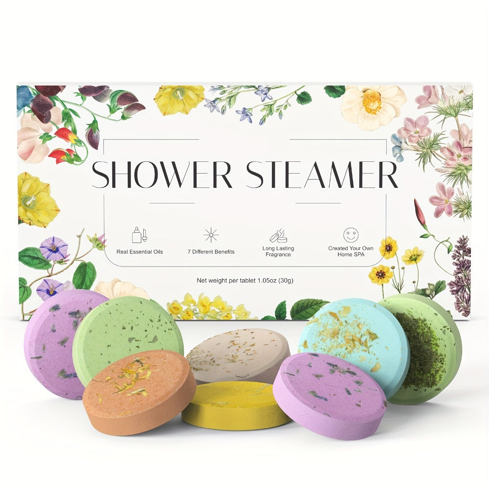 Shower Steamers Gift Set 6 Pcs Individually Wrapped – Natural Essential Oil Aromatherapy, for Bath Time, Home Spa and Personal Care