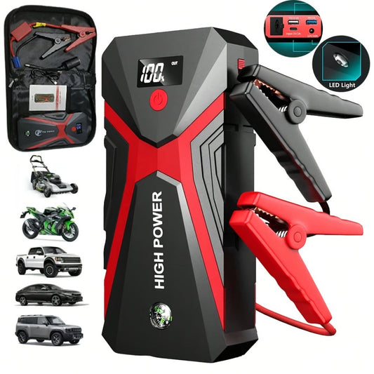 Portable Car Jump Starter with Tire Inflator – 3000A Peak 12V Battery Booster, USB Power Bank, LED Emergency Light