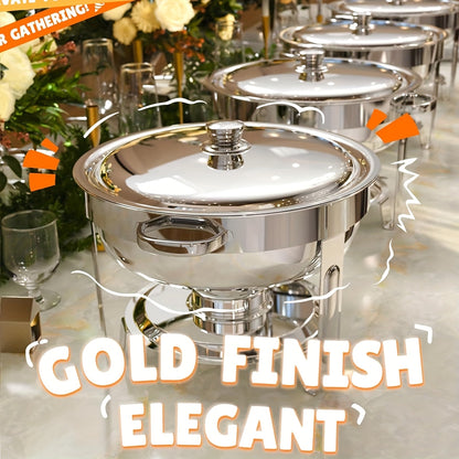 Chafing Dish Buffet Set Stainless Steel Food Warmer 6QT Round Chafer for Catering Events Parties Weddings Banquets