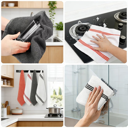 Kitchen Hand Towels, Twelve-Piece Cotton Kitchen Towel Set with Six 15 x 25-Inch Hand Towels and Six 12 x 12-Inch Washcloths