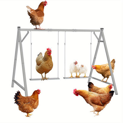 Chicken Swing Coop Toy Metal Perch for Backyard Hens Roosters Parrots Rabbits Promotes Exercise Balance for Garden, Patio and Yard Use